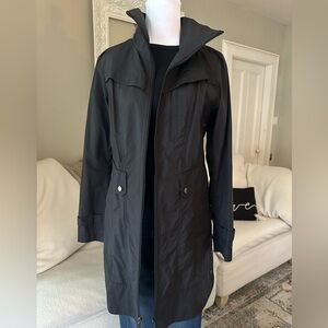 COLE HAAN Womens’ Black Hooded Zip Rain Coat Trench Anorak Jacket Size Small